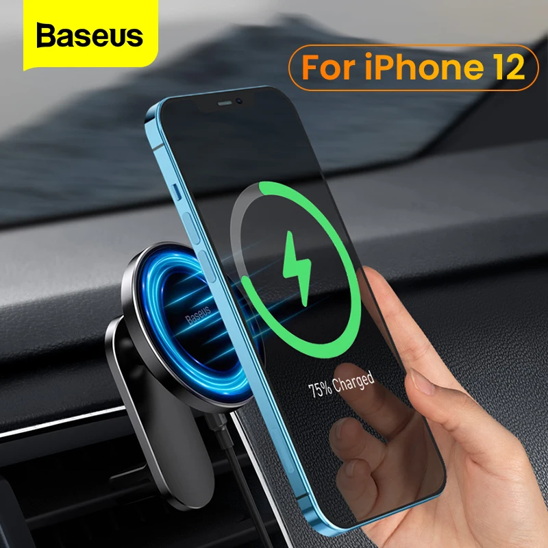 Baseus Qi Car Wireless Charger For iPhone 12 Pro Max Magnetic Phone Holder 15W Fast Charging For iPhone 12 mini Car Phone Stand