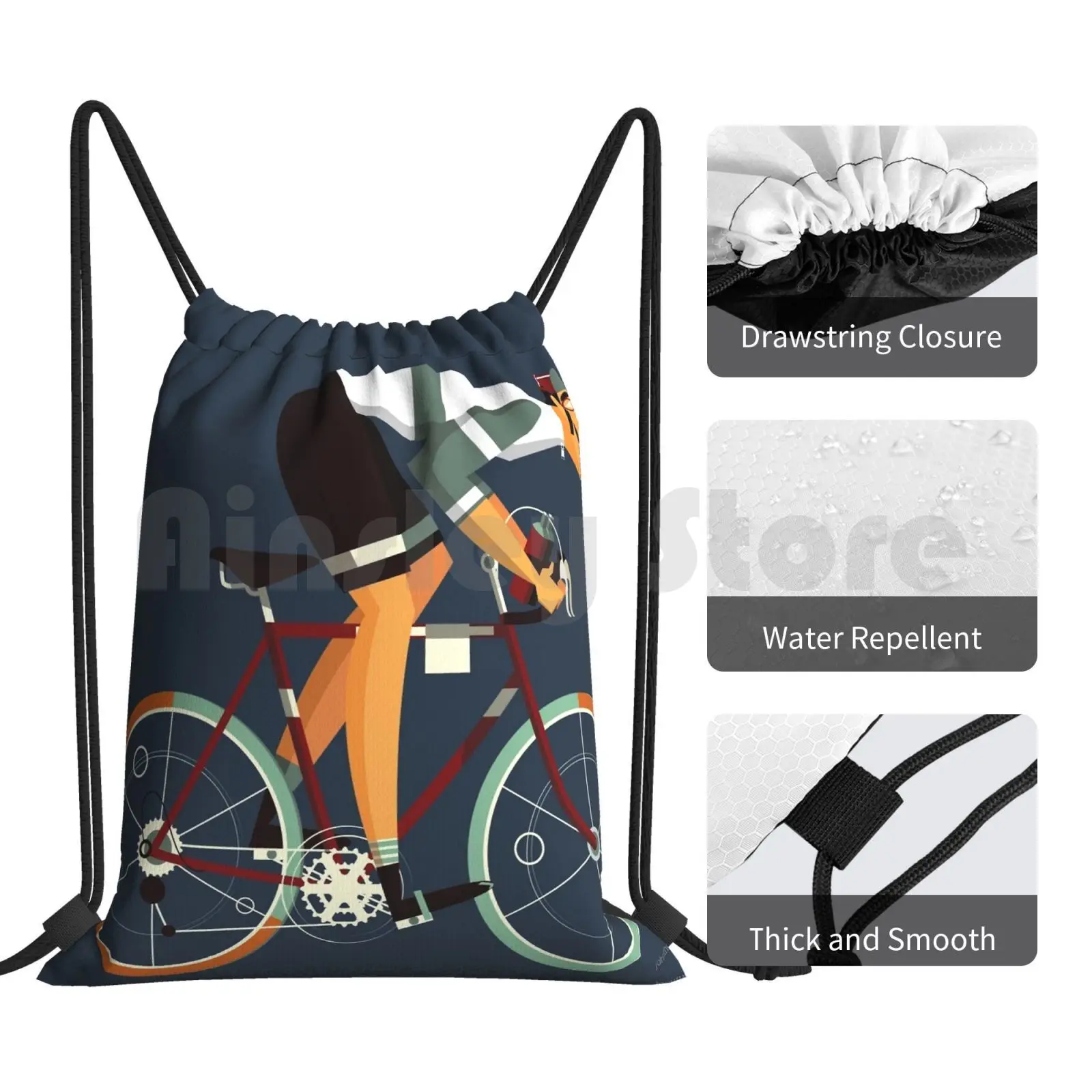 Vintage Cyclist Racing-Athlete Drawstring Backpack