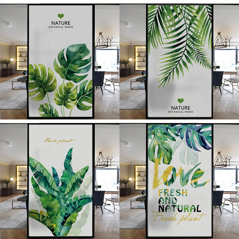 Botanic Pattern Custom Size Window Film Static Cling INS Style Hot Sale Thermal Insulation Home Decoration Tint-Film 40cmx60cm | Дом и сад