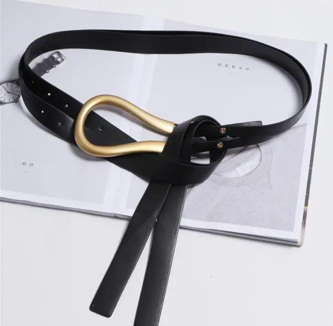 transparent belt Luxury Brand Newest Fashion U-shaped Soft Faux Leather Belts Personality Double Layer Waistbands Shirt Knotted Belt Long Straps black belt for women