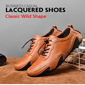 

New Fashion Casual Shoes Loafers Quality Leather Men's Shoes Men Flats Moccasins Shoes Comfortable Driving Shoes Big Size 38-46