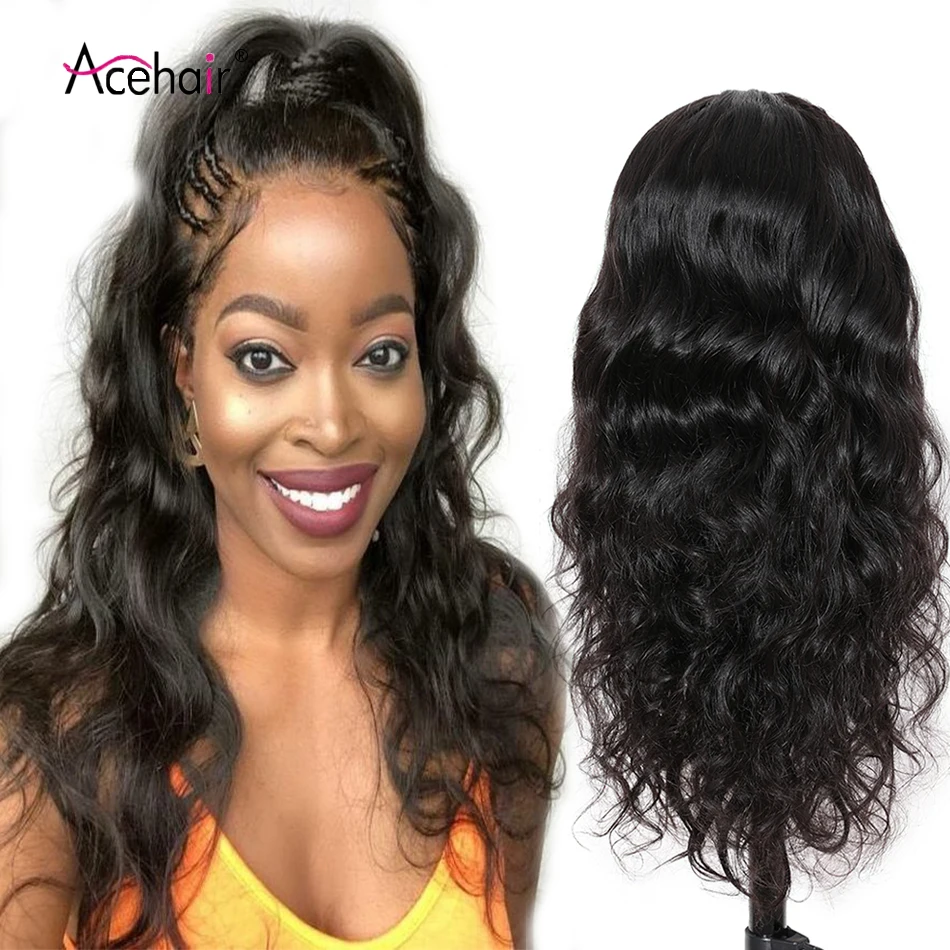 

Ace 13x4 Body Wave Human Hair Wig With Baby Hair Brazilian Lace Front Wigs For Black Women Natural Color