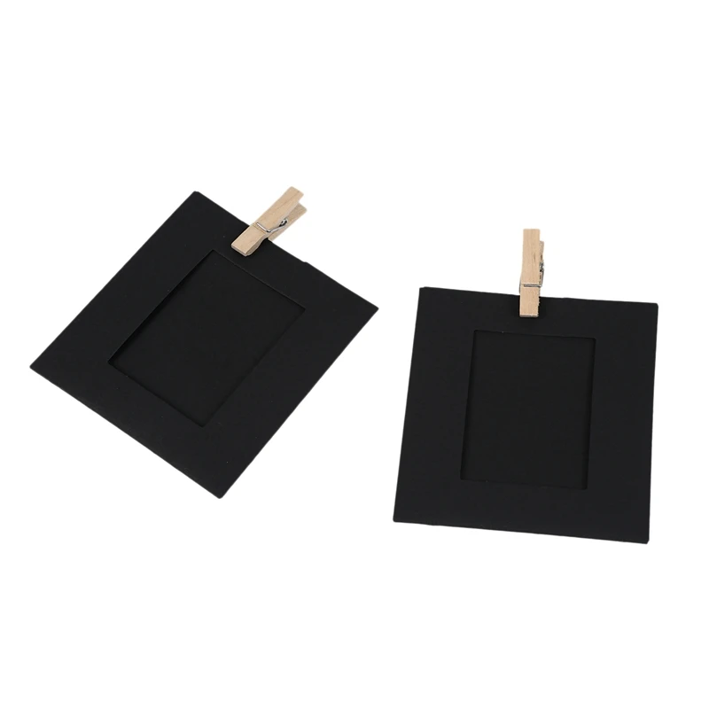 20Pcs Paper Photo DIY Wall Picture Hanging Frame Album Rope Clip Set Home Decor 3Inch- 10Pcs Black& 10Pcs Brown