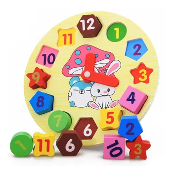 

Baby Montessori Wooden Toys Alarm Clock Children Cartoon Animal Model Digital Early Education Educational Toys Gift