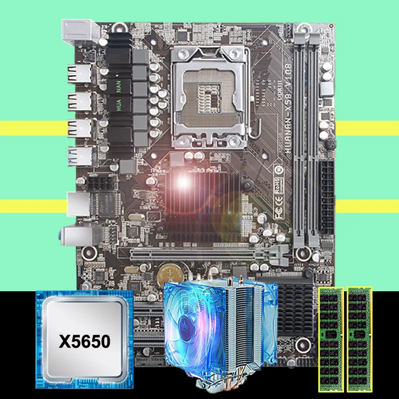 #Special Offers HUANANZHI X58 LGA1366 desktop motherboard discount X58 motherboard with CPU Intel Xeon X5650 2.66GHz with cooler RAM 16G(2*8G)