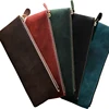 Retro Handmade Leather Zipper Pencil Case 100% Genuine Leather Large Capacity Pen Bag Holder School Stationary for Writing Tool 6