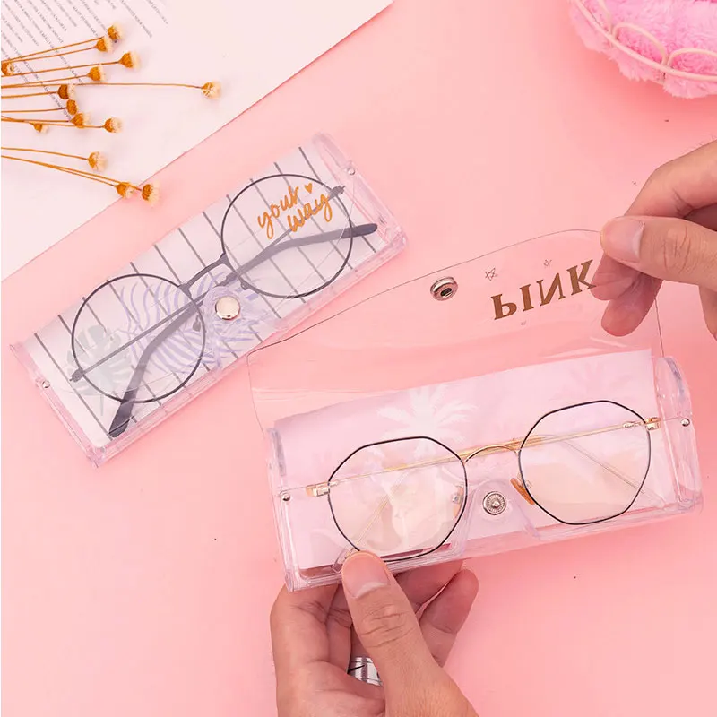 

Cartoon Cute Travel Women Transparent PVC Eye Glasses Box Bag Case Protection Holder Carry Box Eyewear Accessories
