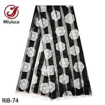 

2019 Latest African printing organza ribbon fabric 5 yards Ankara wax pattern ribbon fabric organza for lady clothes RIB-71-79