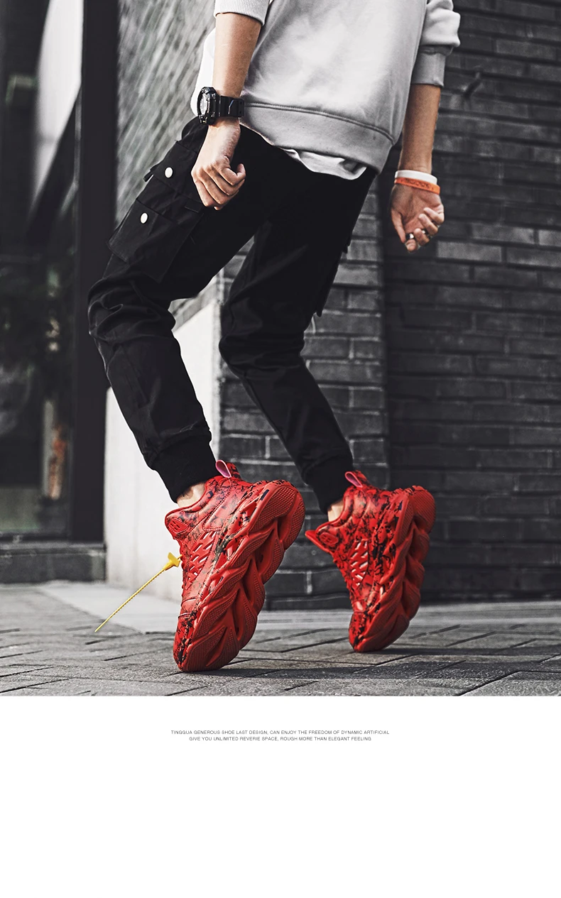 VESONAL весна граффити высокие хип-хоп кроссовки мужская обувь дышащие легкие мужские туфли Уличная обувь красный