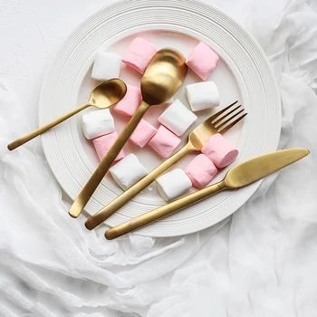 

Matte Gold Cutlery Set Stainless Steel Flatware Set Kitchen Silverware Steak Tableware Dinnerware Spoon Fork Knife Chopsticks