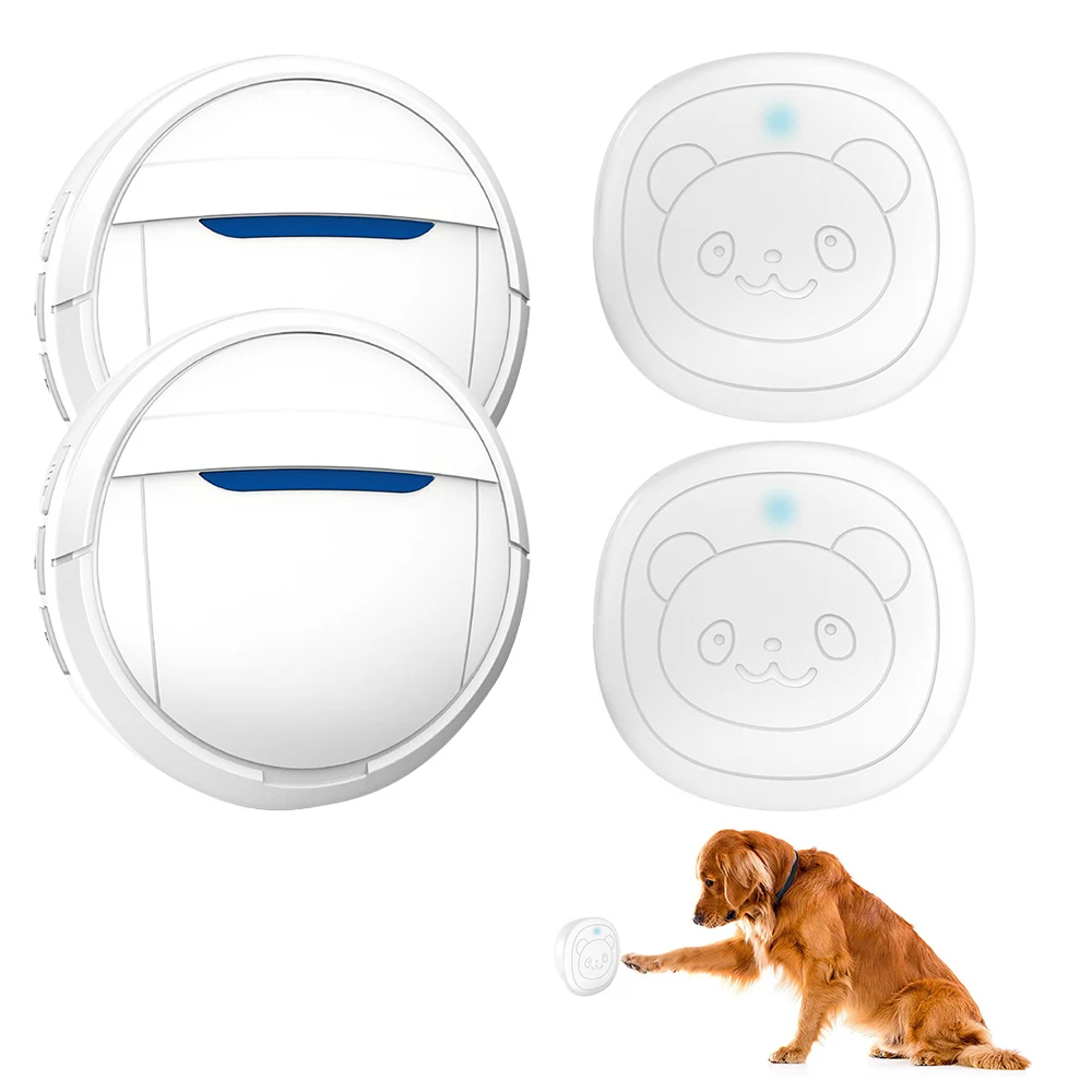 

300m Distance Pet Dog Training Wireless Door Bell Multifunction Sensor Motion House Training White 2 Receiver & 2 Transmitters