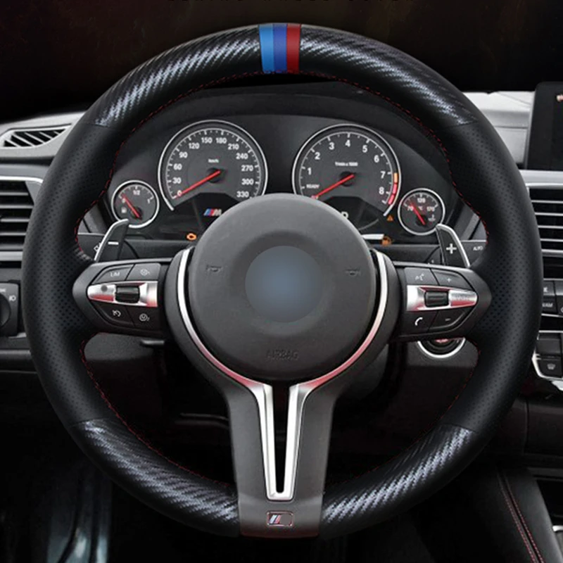 Carbon-Fiber-Leather-Black-Leather-car-Steering-Wheel-Cover-for-BMW-F87-M2-F80-M3-F82-2