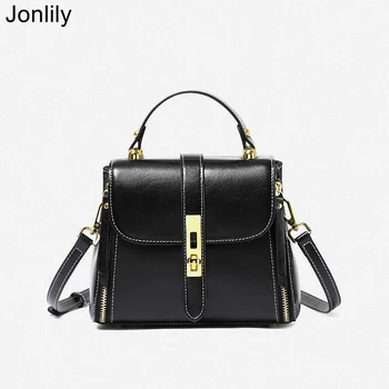 

Jonlily Women Genuine Leather Small Bucket Bag Shoulder Bag Female Fashion Messenger Crossbody Bag Teens Daybag Purse -KG425
