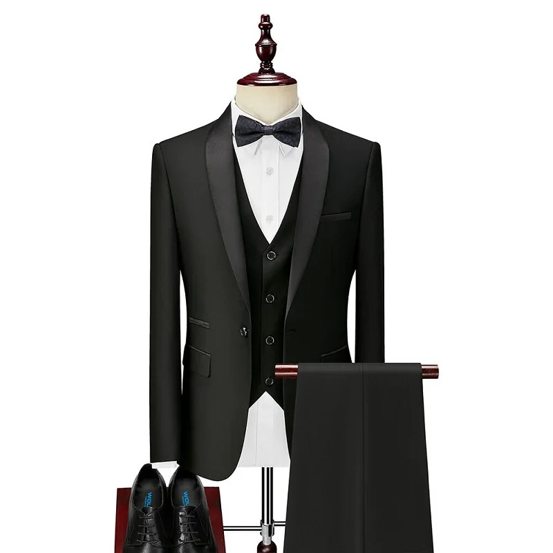

Men Suits 3 Pieces Jacket Pant Vest Business Uniform Office Suit Wedding Groom Tuexdo Slim Fit Casual Formal Asian Size Mens Set