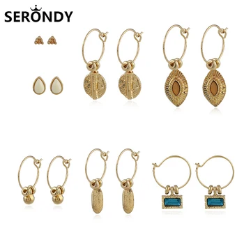 

Alloy Retro Ethnic Style Fashion Stud Earrings Set For Women 2020 New Trends Jewelry Aesthetic Novel Hot Friends Gift ED10008