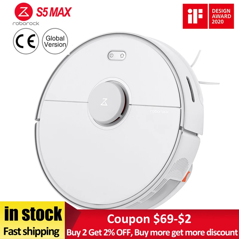 

2020 Hot Sale Roborock S5 Max Laser Navigation Robot Vacuum Cleaner WIFI APP Control Automatic Sweep Sterilize AI Recharge