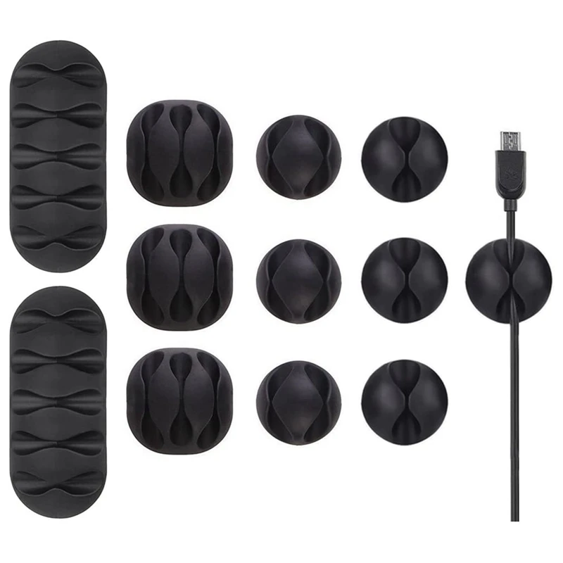 

12pcs/lot Silicone Cable Organizer USB Cable Winder Desktop Tidy Management Clips Cable Holder for Mouse keyboard Headphone Wire