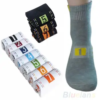 

11.11 7 Pairs Men's Casual Fashion Socks Cotton Blend Printing Pattern Ankle Crew Sock Christmas gift calcetines hombre носки
