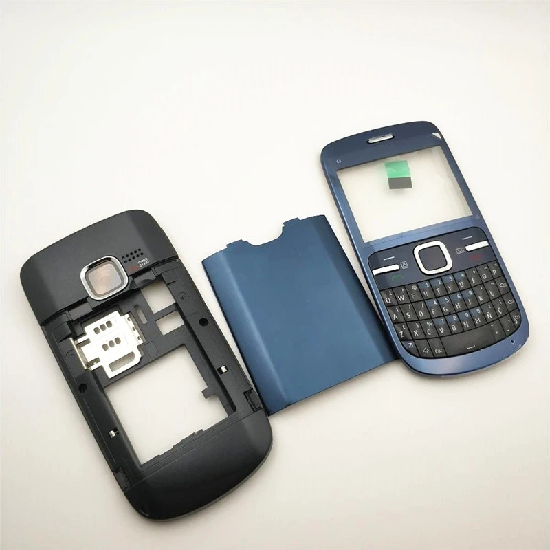 Custodia Completa Per Nokia C3 C3-00 Cover Posteriore Coperchio Batteria Anteriore + Cornice Centrale Tastiera C3-00 Parte Di Ricambio