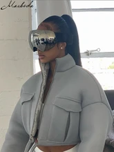 

Macheda Autumn and winter new space cotton bomber jacket mesh air vent fashion cotton jacket autumn/winter street trend coat