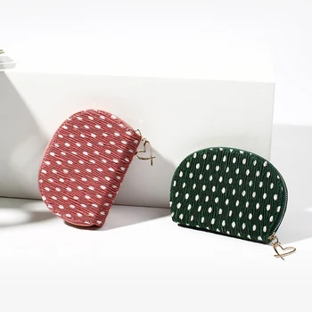 

11 Bits Card Pockets Card Holders Dot Print Zippers Small Wallets ID Holders Cloth Credit Card Bag Coin Pockets Wallet