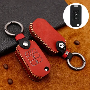 

Leather Car Key Case Full Cover Shell for Honda Civic X-RV Jazz Greiz Crdder Odyssey CR-V HR-V Accord Jade Crider Flip Keychain