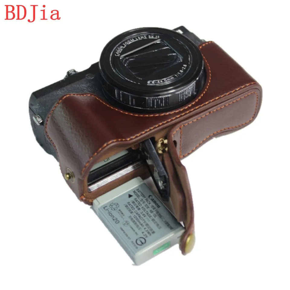 Натуральная Воловья кожа корпуса для половины камеры база для Canon G5XII G5X MarkII с отверстием батареи