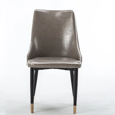 Leather C15 Роскошный нордический металлический мягкий кожаный обеденный стул домашний комод Свадебная вечеринка праздник ужин бар кофе офис встречи диван стул - Цвет: Leather C15