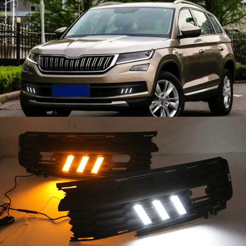 

For Skoda KODIAQ 2017 2018 Fog lamp house 12V ABS DRL Car styling LED Daytime Running Lights