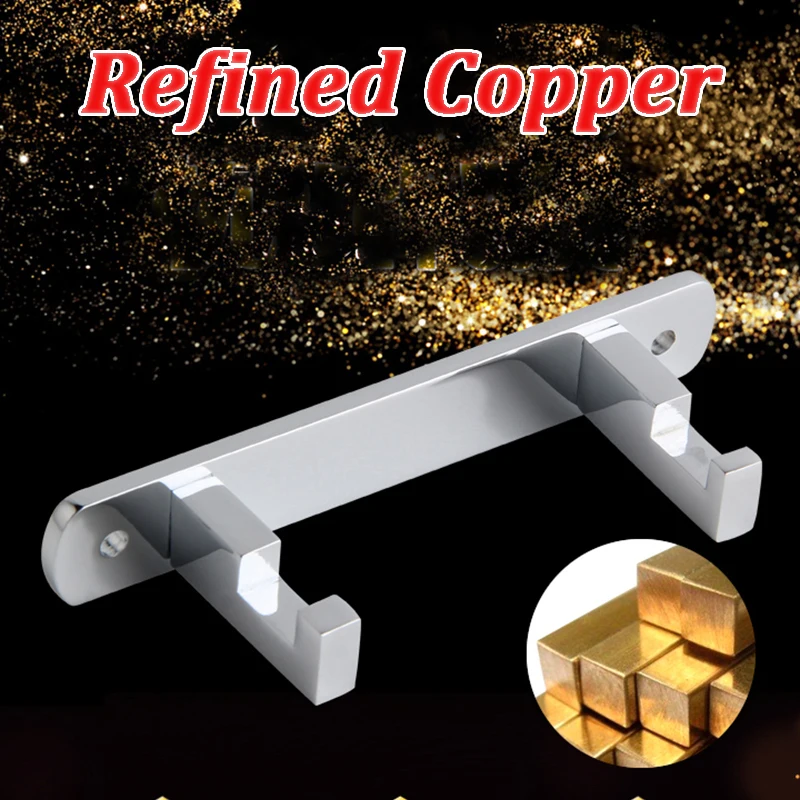 1-6pcs Chrome Coat Hooks Copper Heavy Duty Towel Hooks Wall Mounted For Hat Bathroom Hardware Hanger Towel Hooks With Screw