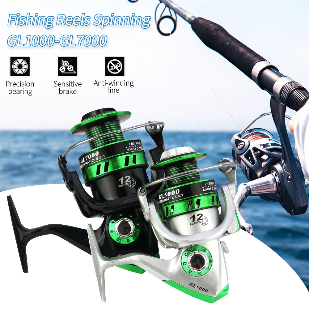 New Fishing Reels Spinning 5.5:1 Ball Bearings Right/Left Metal Spool Fishing Tackle Spool Saltwater Fishing Accessories