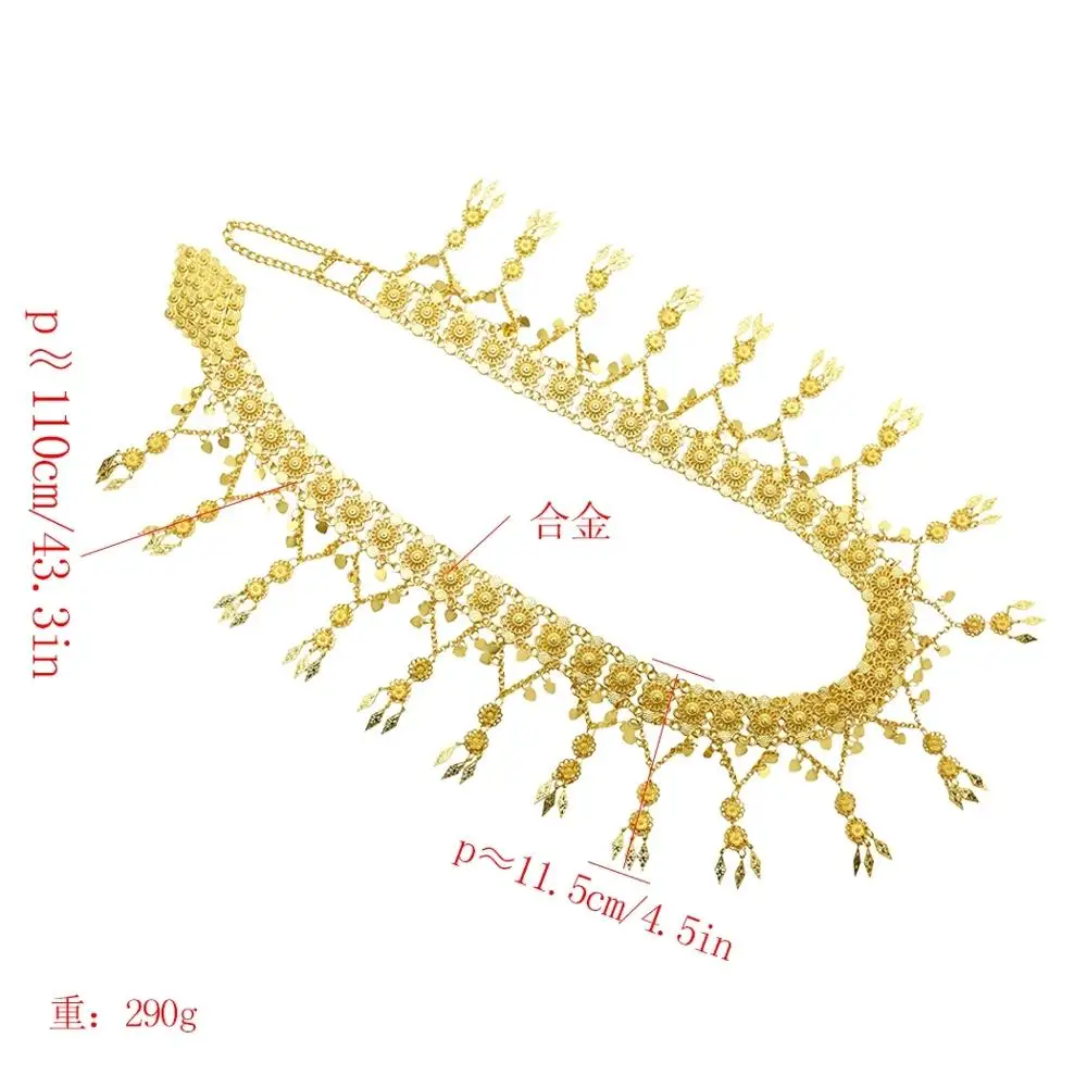 Gold Color Ethnic Long Tassel Belly Waist Chain Thai Clothing Summer Beach Party Sexy Belts Gypsy India Body Jewelry Accessories