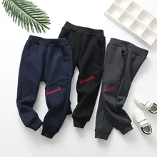 Г. Зимняя стильная плотная верхняя одежда, штаны корейский стиль, детская модная повседневная спортивная одежда с вышитыми буквами, теплая бархатная одежда