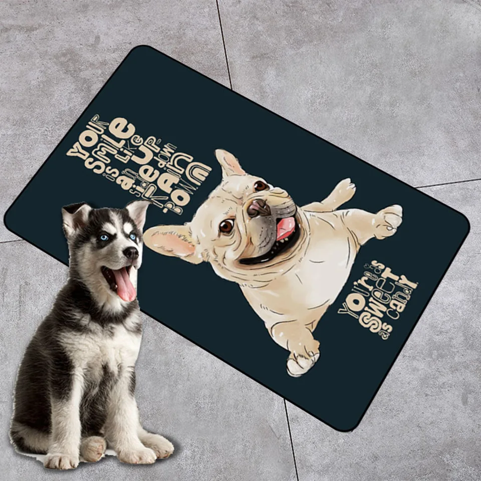 

English Bulldog Carpets Child Dogs Animal Pattern Printing Floor Rug Soft Bedroom Mat Home Entrance Kitchen Carpet Washable