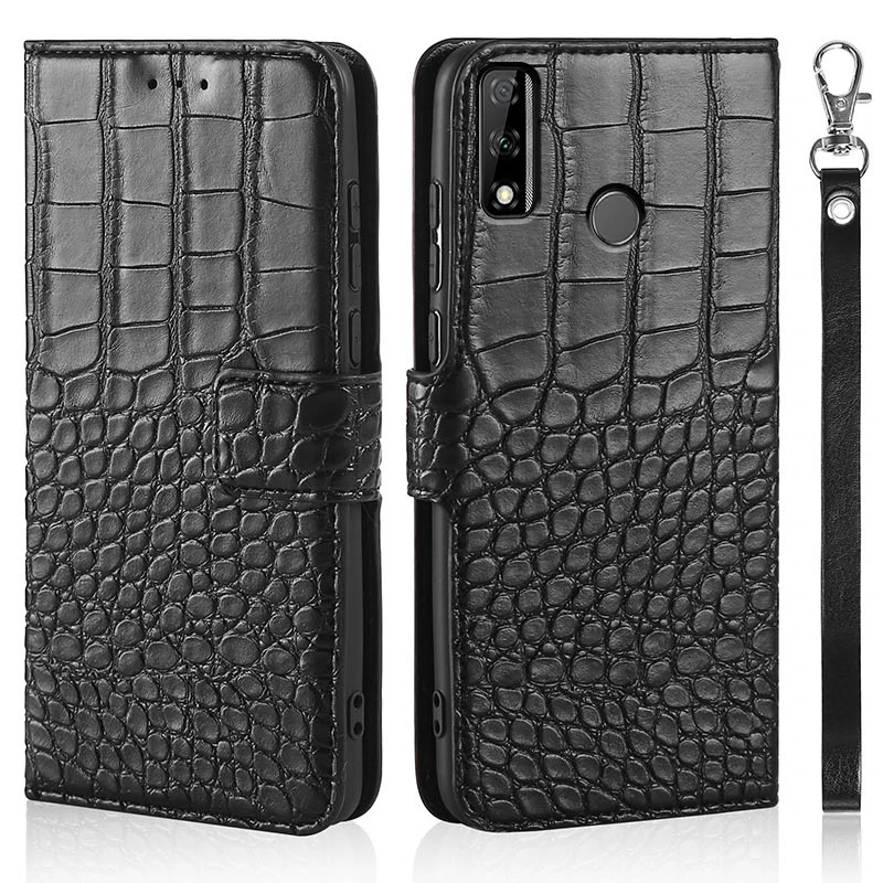 Luxury Flip Case for Huawei Y8S Cover Crocodile Texture Leather Book Design Phone Coque Capa With Strap Card Holders pu case for huawei