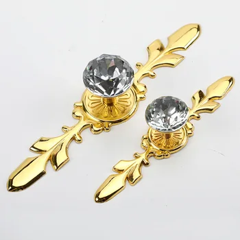 

4*GoldenGlass Diamond Crystal Cupboard Cabinet Knob Handle Drawer Furniture Pull Cabinet Handles Closet Dresser Drawer Knobs Wa