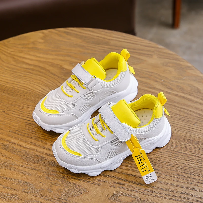 SH026Yellow Детские кроссовки для мальчиков и девочек; детская спортивная обувь с дышащей сеткой; студенческие кроссовки на толстой подошве; амортизирующая обувь; SH026 - Цвет: SH026Yellow