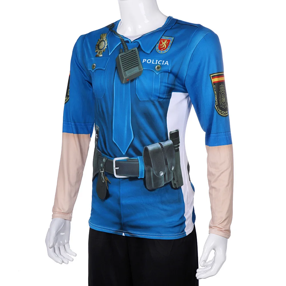  PTYGO PUBG Cospaly Spain Police T Shirt Repeat Dinner Short Sleeve High Quality Tee Clothing Tops M