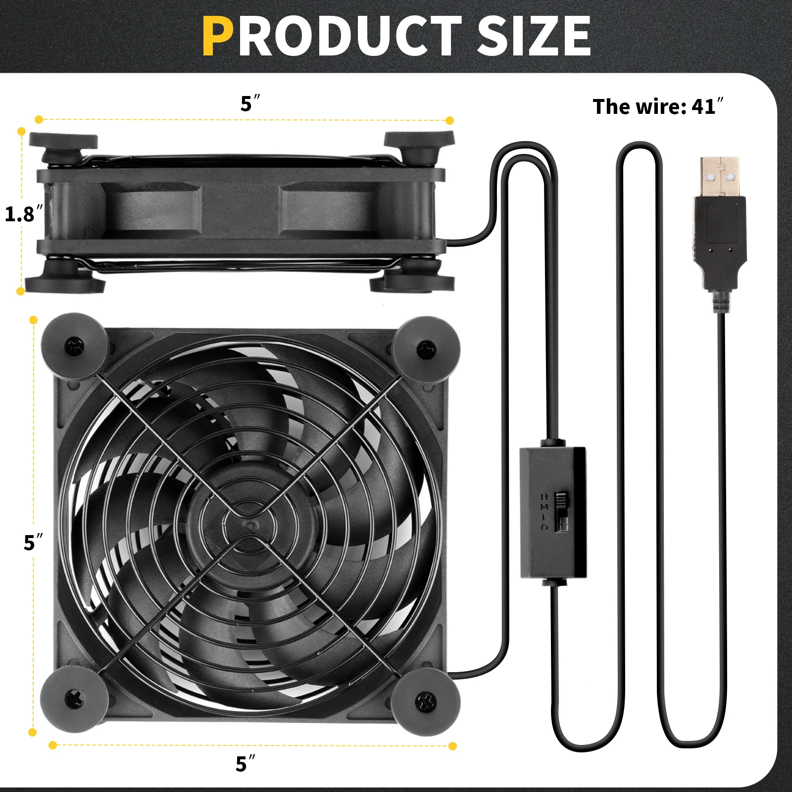 sxool ventilador usb com controle de silencioso duplo para receptor computador armário de refrigeração