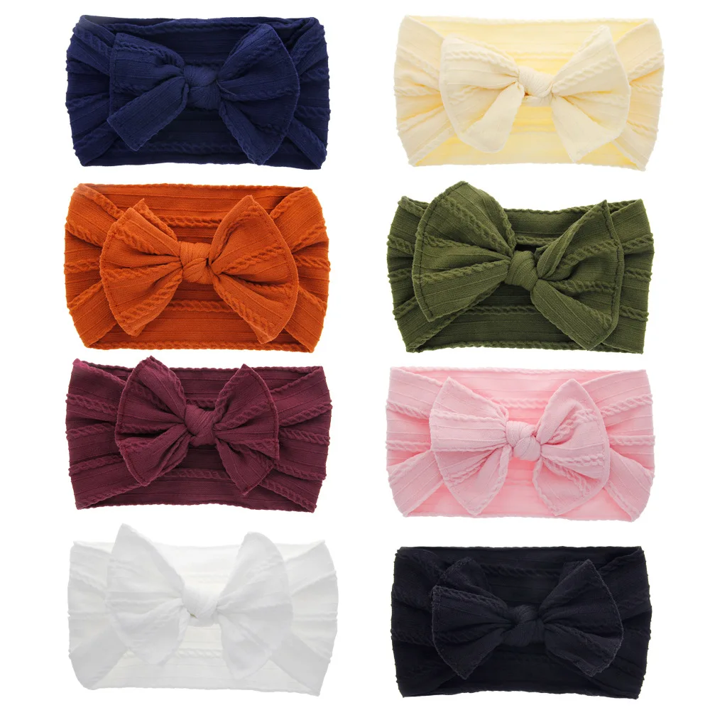 

2019 Baby Girls Headband Elastic Nylon Turban Hair Band Bows Kids Girls Head Band Newborn Bow Knot Hair bands Hair Accessories