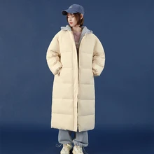 Down Jacket Women Parkas Hooded Korean Style Zipper Ladies Casual Winter Jackets Solid Puffer Coats Overcoat Winter Coat Women