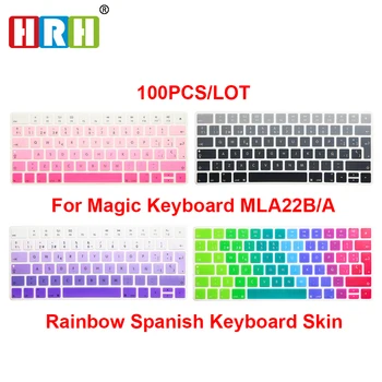 

HRH 100cs EU Spanish Silicone Rainbow Keyboard Cover For MAC Magic Wireless Bluetooth Keyboard MLA22LL/A (A1644,2015 Released)