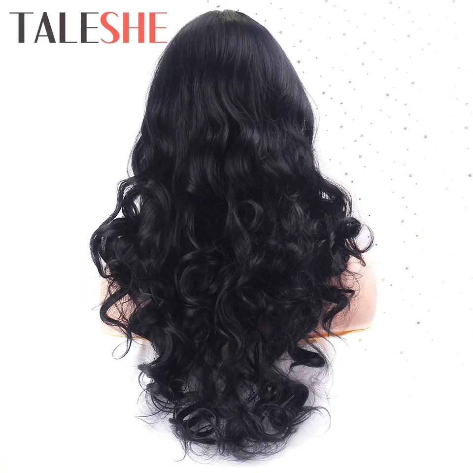 Black Long Wavy Wigs for Black Women African American Synthetic Hair Middle Part Heat Resistant Natural Cosplay Fake TALESHE