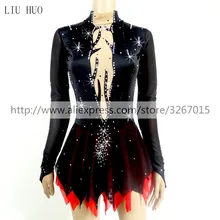 Платье для фигурного катания женское платье для фигурного катания для девочек черное платье с открытой спиной Глубокий v-образный вырез спандекс микро-эластичное профессиональное соревнование