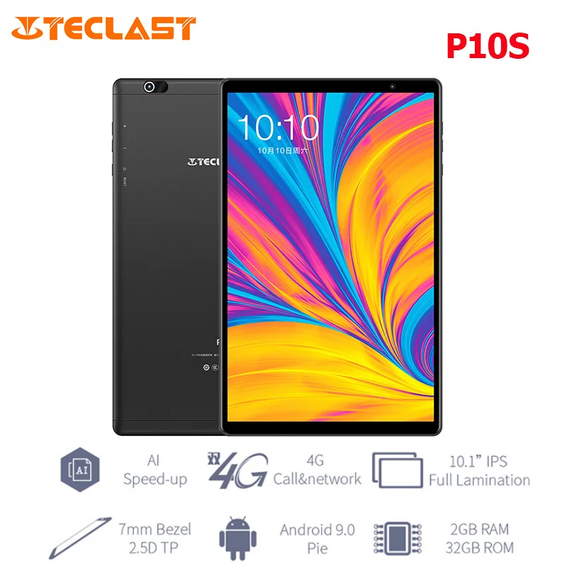 

Teclast P10S 10.1'' IPS Screen 4G Phablet Android 9.0 Spreadtrum SC9863A Octa Core 2GB+32GB Phone Call Tablet PC BT5.0 6000mAh