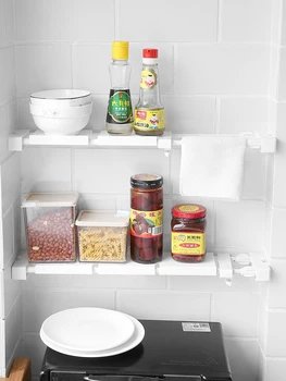 

Window sill retractable partition kitchen gap storage telescopic rod rack layered rack bathroom storage rack compartment board