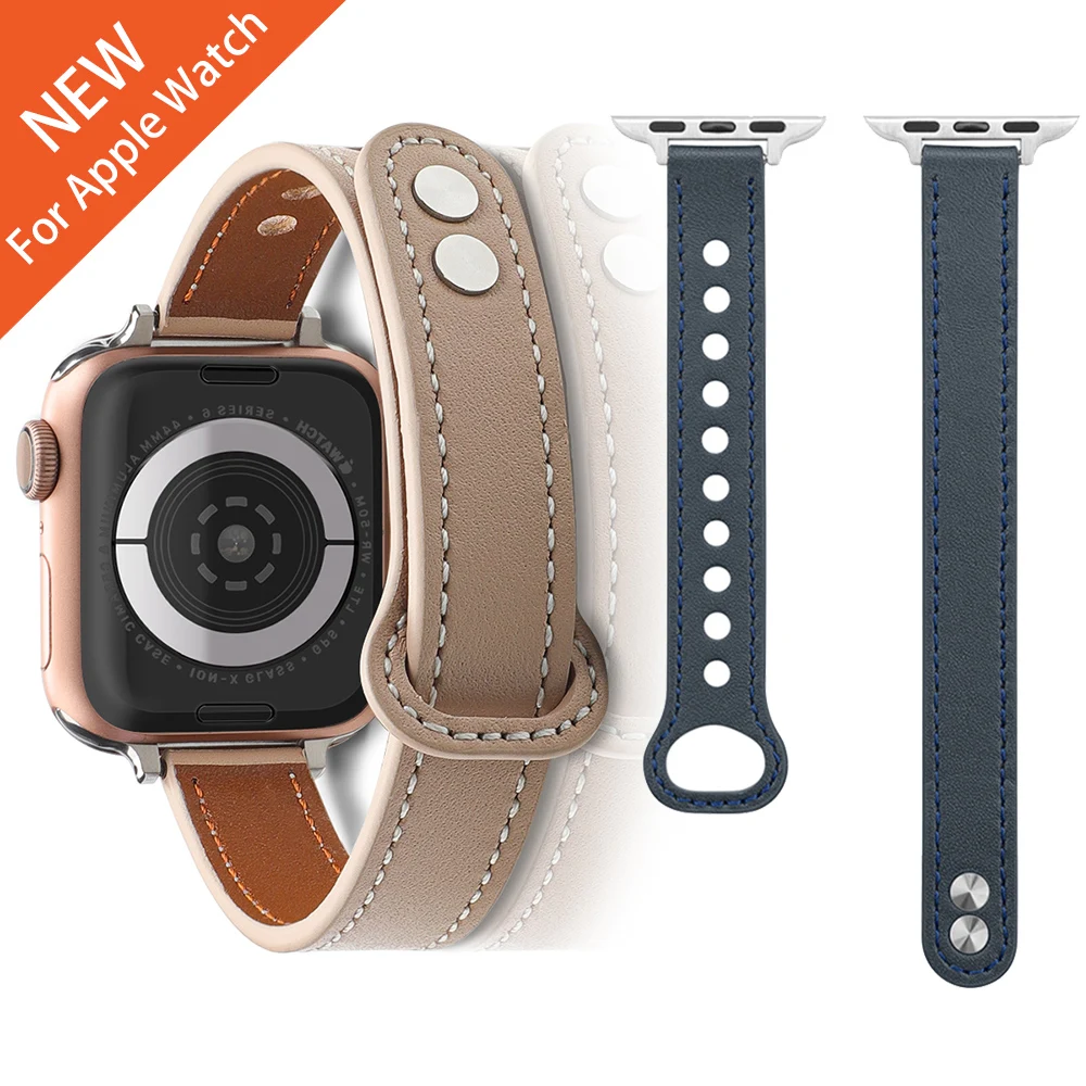 

Ремешок для часов Apple Watch Series 6, тонкий кожаный, 40, 44 мм, браслет 42 мм для iWatch 6, 5, 4, 3, 2, 1, SE 38
