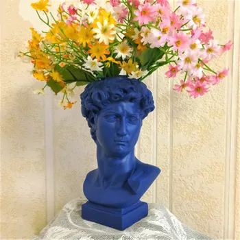 

Western Famous Carved Resin Color David Head Vase Character Statue Flower Arrangement Succulent Plant Pot Home Decor A1372