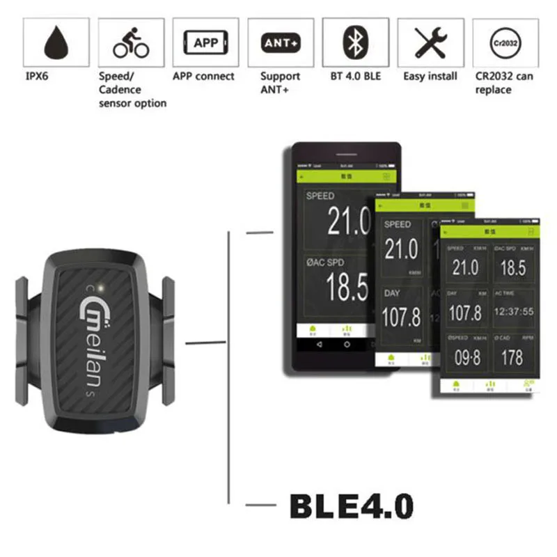 

Smart Fitness Sensor Wireless Bicycle Computer Fitness Tracker Speedometer Bike Speed Cadence Sensor