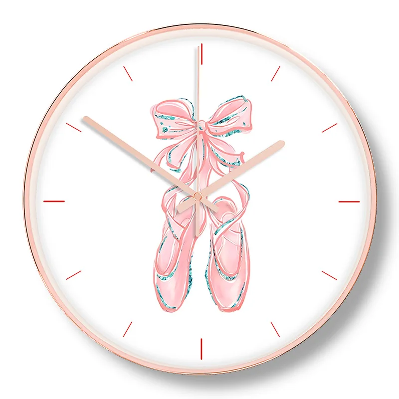 Тихие металлические круглые декоративные настенные часы розовые детские комнаты девушка сердце стильные настенные часы маленькие чистые и часы женские personaO313 - Цвет: M